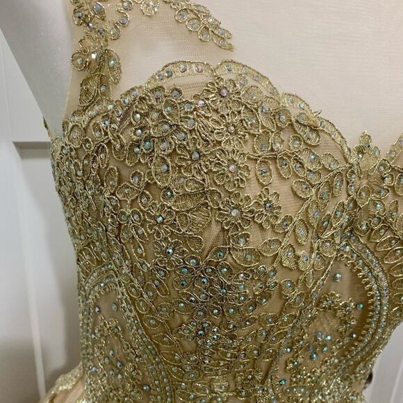 Mesh embroidered beaded Lace Short Ruffled  Dress - Picture 11 of 14